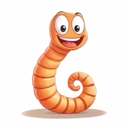 a brown worm with one eye and smiling