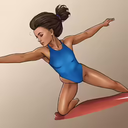 woman in blue bathing suit balancing on exercise mat