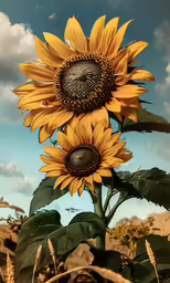 a big sunflower with the petals facing upwards
