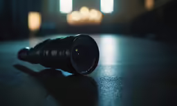 closeup of an image of a camera lens on a table