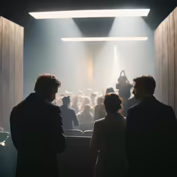 some people standing in front of an auditorium