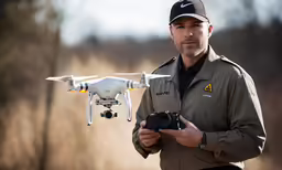 a man in a hat is holding a camera and a remote control