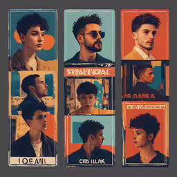 four different images of men with their hair cut,six different pictures with four male portraits in the same picture