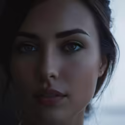 a beautiful woman with blue eyes posing