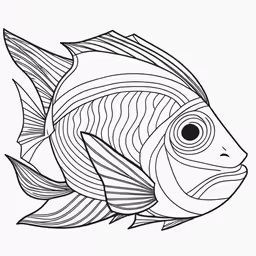 a fish that is black and white and has lines painted on it