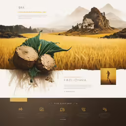 a web page for a natural company with an image of a field and a man