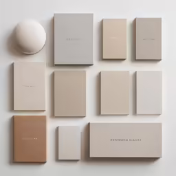 assorted neutral and white boxes and shelves