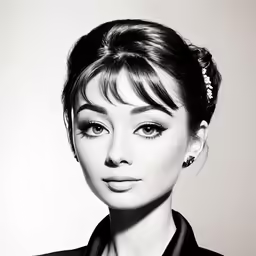 a black and white photo of a woman with earrings