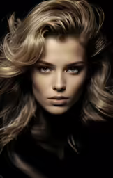 a woman with blond hair in black dress
