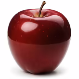 a apple that is cut in half with a stem