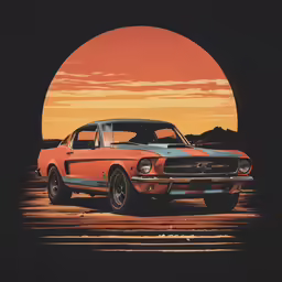 a car parked in front of the sun