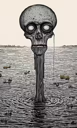 the cover of a book with an image of a dead head and a pole sticking out of