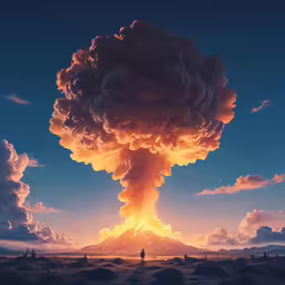 an illustration of a volcano erupting smoke with the sky
