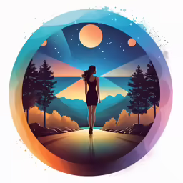 the poster shows a woman walking alone in a valley