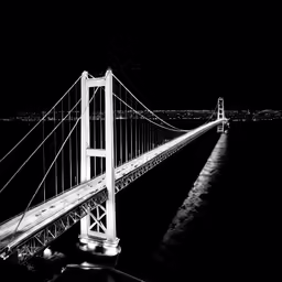 a bridge is shown in the black and white photo