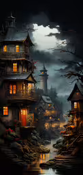 a painting shows the night