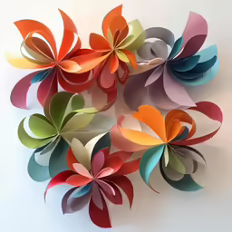 an image of a circle of colorful paper flowers