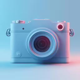 a camera with the lens lit up