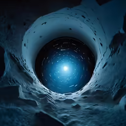 a hole in the ground with a light going through it