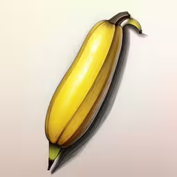 a single yellow banana sitting on top of a white wall,the banana has been cut into a small piece,there is a banana on the wall,a drawing of a banana is shown with an edge,the large banana is sitting on a wall