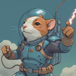 a drawing of a cat dressed up like an astronaut