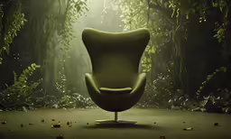 a chair is on an empty spot surrounded by plants