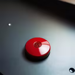 a close up of a red and black computer