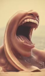 the face of an animal with its mouth open
