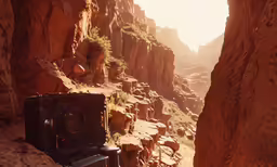 a view of the canyon from a camera set up