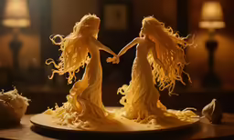 a cake decorated to look like two girls holding hands