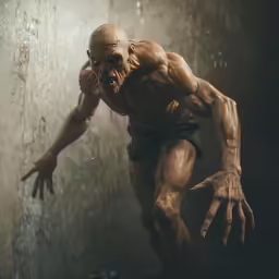 a monster is in an old photo with a torn leg
