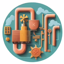 an illustrated artwork of mechanical devices