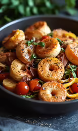 a close up view of food in a bowl on a table