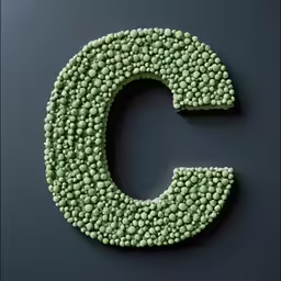 green letters that are spelled out like peas