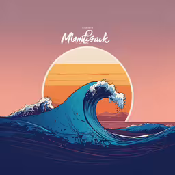 the sun rises above a blue ocean and a wave,a picture of a wave with the sun in the background