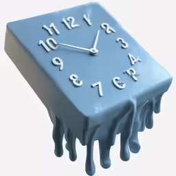 this is a picture of a clock made from melted blue plastic