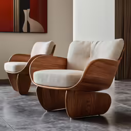 the chairs in the room have been made to resemble wood