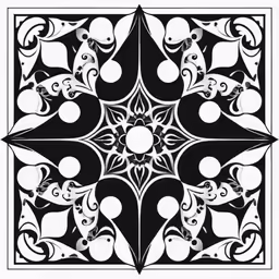 an abstract design with a star design in black and white