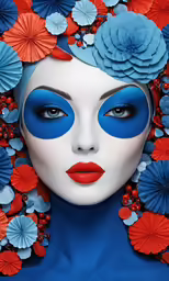 a woman wearing blue with flowers on her head