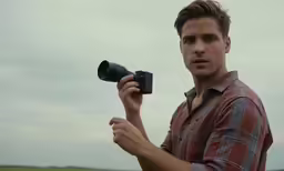 a man holding a camera in front of his face