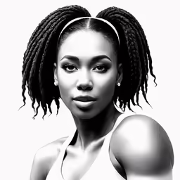 the black girl in her underwear has a braid
