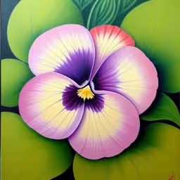 a painting of a flower on a black background,a painting of a flower that is very close to the ground