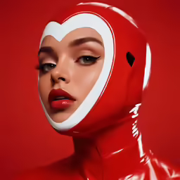 a person with white face paint on her body