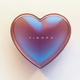 a shiny heart with vigock on it