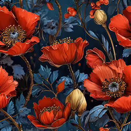 the bright red flowers on this floral print is really colorful