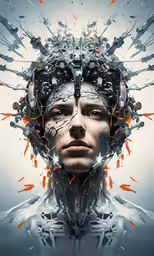 the face and head of a robot - like creature