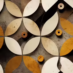 a concrete floor with various circles on it