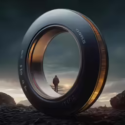the inside of an object sits on a rocky beach