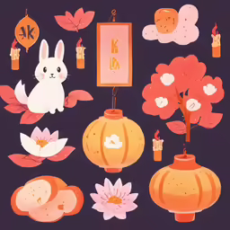an illustration of a chinese lantern and flowers