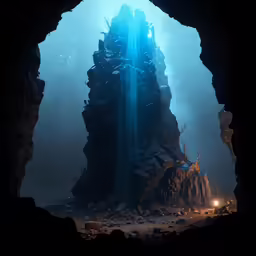 a huge rock formation in the middle of a cave